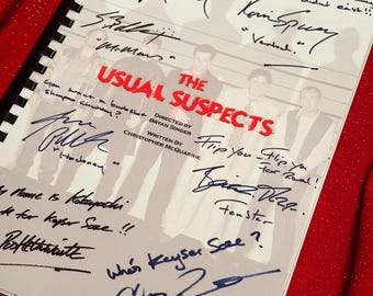 Sospechosos habituales, Guion de película, Firmas del elenco impresas en alta calidad, Regalo de cumpleaños, Regalo de película, Guion cinematográfico