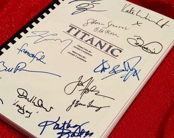 Guión de la película TITANIC, regalo de San Valentín, regalo de cumpleaños, regalo de película, guión de película, regalo de San Valentín, autógrafo, autógrafos