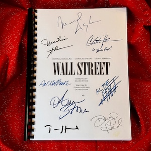 WALL, STREET Signed Movie Script, Birthday Gift, Movie Gift, Film Script, Screenplay, Autographs, Cinema, Movies, Movie, Film