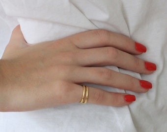 Inès ring, double ring gilded with fine gold, jewelry for women, gift for her.