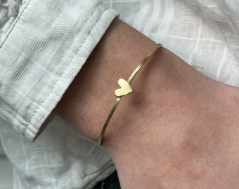 Valentine bangle bracelet in brass, jewelry for women, gift for her.