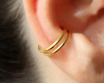 Ear cuff Inès, double helix gilded with fine gold, jewelry for young girls and women, gift for her.