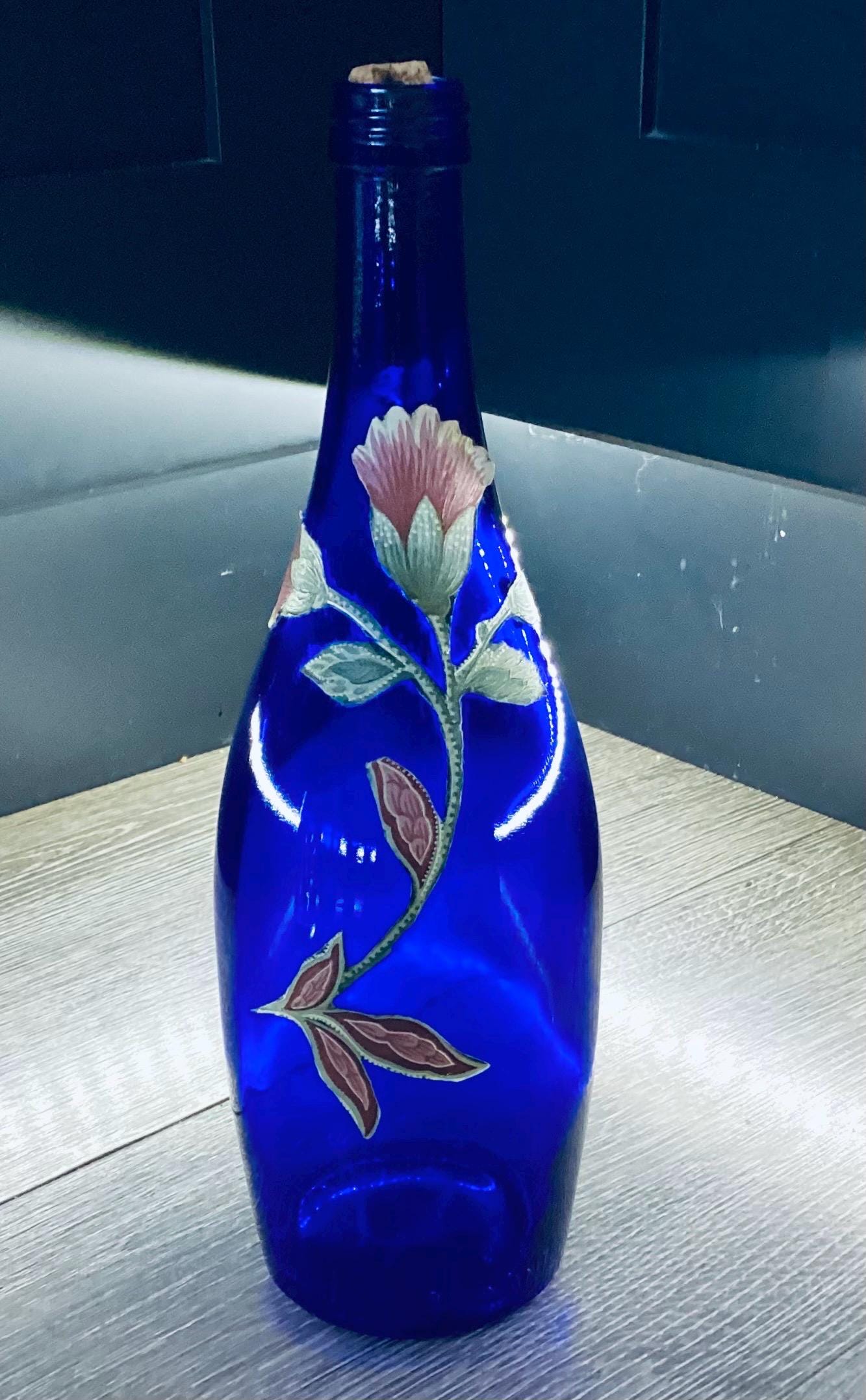 青いガラスのピッチャーとウォーターボトルのコレクション - Etsy 日本