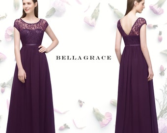 Carly | Elegance Redefined | Chiffon and Lace Cap Sleeve Evening Gown, Bridesmaid, Prom or Formal Event Dress.