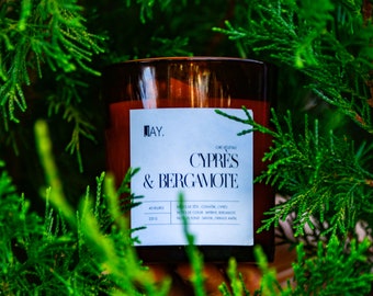 Cyprès & Bergamote - Bougie Artisanale Parfumée à la Cire de Soja Naturelle - 220g