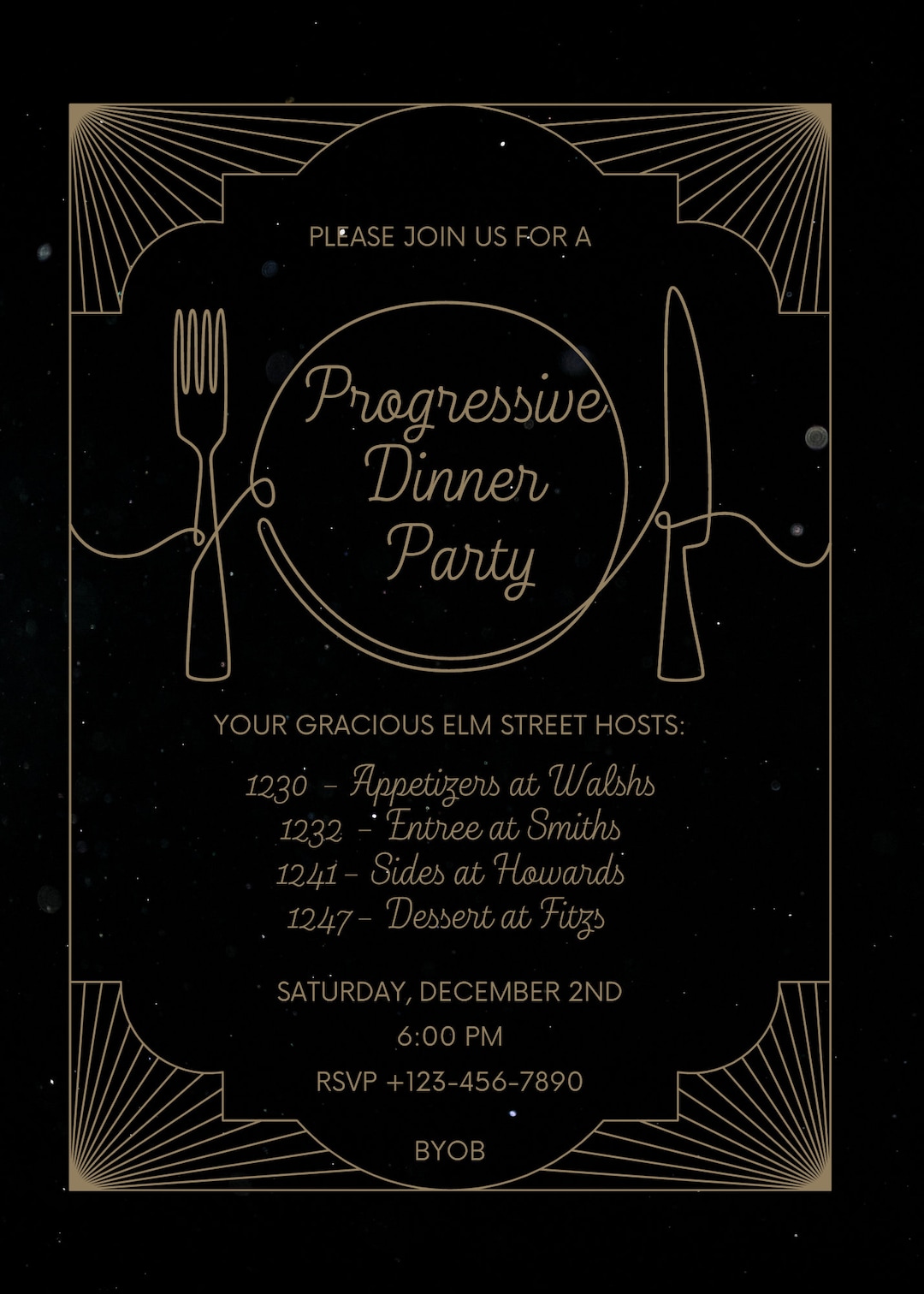 Progressive Dinner Party Invitation Etsy