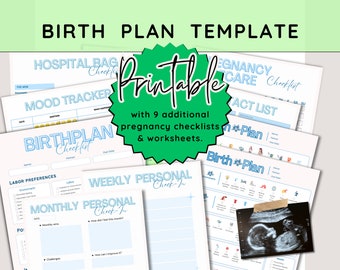 Birth plan template, pregnancy planner, labor and delivery, natural birth plan, doula birth plan bundle, pregnancy plan, visual birth plan