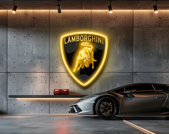 Lamborghini logo neon bord, aangepast neon bord Lambo, Lambo licht muurbord, Garage led wand decor, Lambo led bord, Zakelijk neon bord logo