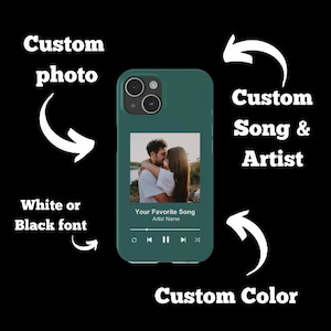 Custom Music Phone Case, Album Cover Plaque, Optional Personalised Photo for iPhone 15, 14, 13, 12,11, X Pro/Max zdjęcie 1
