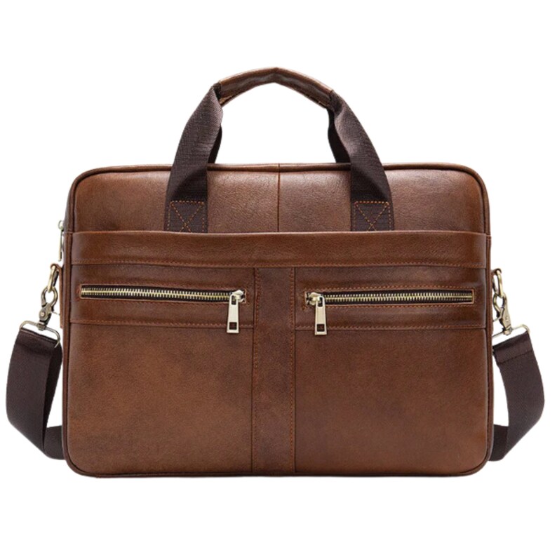 14 Inch Laptop Bag Leather Business Briefcase Messenger Etsy