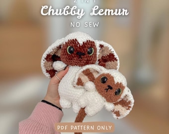 Chubby Lemur | NO SEW | 2 in 1 Body Type Crochet Pattern | Advanced Beginner - intermediate difficulty | Lemur pattern