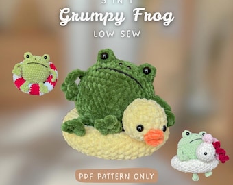 Grumpy Frog in Floaty | LOW SEW | Crochet Patterns | beginner-friendly difficulty | cute summer crochet idea