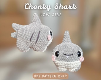 Chonky Shark | Landshark | LOW SEW Crochet Pattern | intermediate difficulty | chubby plushie | quick to make