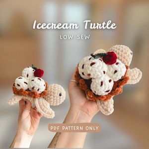 Patrón de ganchillo de tortuga con forma de tazón de helado | Patrón de ganchillo | Rápido y fácil | Ideal para principiantes | Tortuga de comida / Tortuga de postre