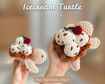 Patrón de ganchillo de tortuga con forma de tazón de helado | Patrón de ganchillo | Rápido y fácil | Ideal para principiantes | Tortuga de comida / Tortuga de postre