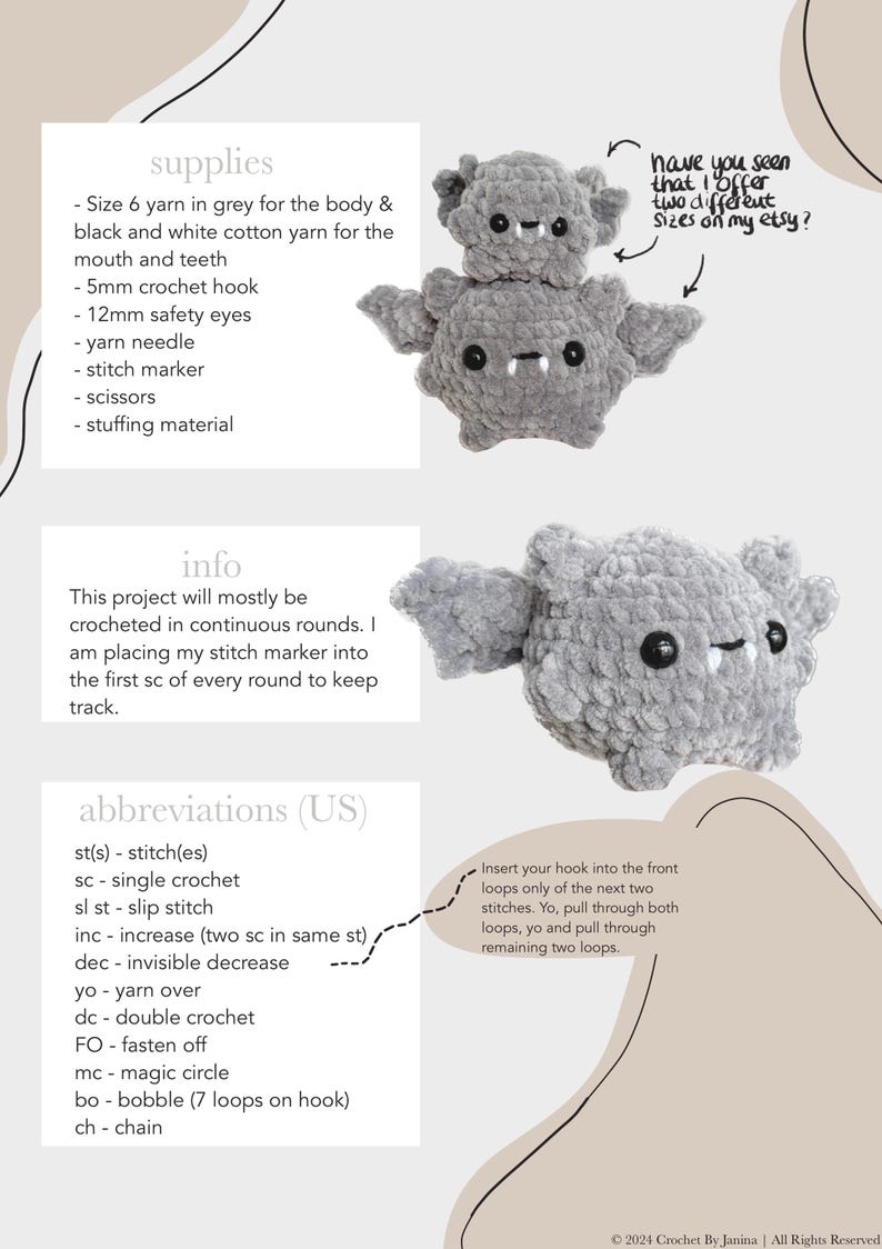 Chubby Bat LOW SEW | Crochet Pattern | Quick and Easy | Beginner ...