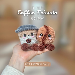 2 in 1 Coffee Friends | NO SEW Crochet Pattern | beginnerfriendly | cute market crochet idea | Fall Pattern Coffee Cup and Bean