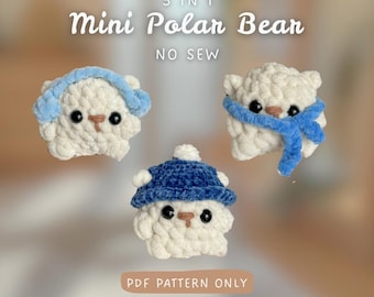 3 in 1 Mini Polar Bear | NO SEW Crochet Pattern | quick and easy 20 minutes | beginner friendly | winter Christmas diy | market prep