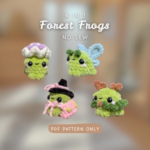 Grenouilles forestières 4 en 1 | Patron de crochet sans couture | Pour débutants | Idée de crochet pour le marché | Druide, Fée, Champignon, Sorcier