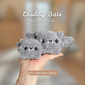 Murciélagos de 2 en 1 (sin costuras/con poca costura) | Patrón de ganchillo | Rápido y fácil | Ideal para principiantes | Patrón pequeño para Halloween | Temporada de sustos