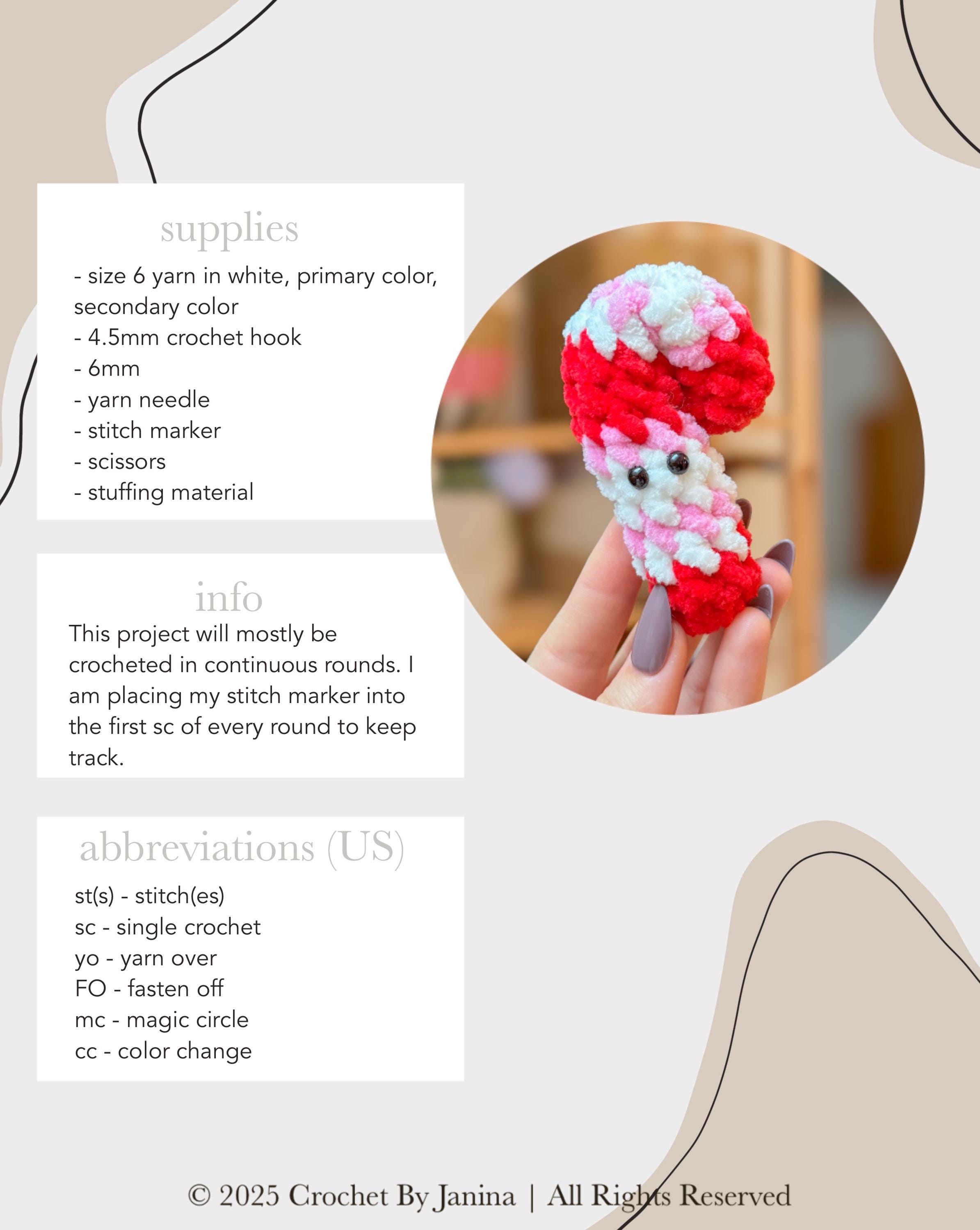 Mini Candy Cane FREE NO SEW Crochet Pattern | Quick (10 Mins) and Easy ...