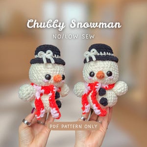 Chubby Snowman with Scarf | NO / LOW SEW Crochet Pattern | intermediate difficulty | market prep | Christmas Present | Amigurumi
