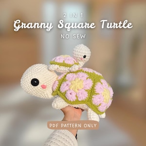 2 in 1 Sizes Granny Square Turtles  | NO SEW | Crochet Pattern | quick, easy crochet pattern | Tortoise Pattern Bundle