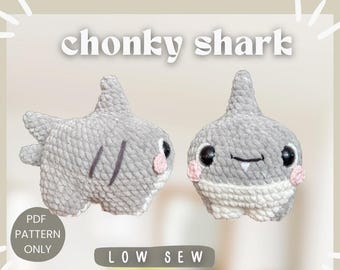 Tiburón corpulento | Tiburón terrestre | Patrón de crochet de costura baja | dificultad intermedia | peluche gordito | Rápido de hacer