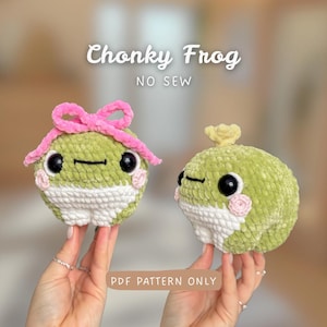 Chonky Frog | NO SEW Crochet Pattern | intermediate difficulty | quick to make Frog Prince or Coquette Frog | optional crown and bow