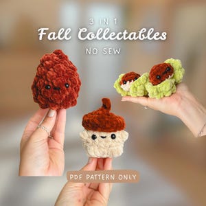 3 in 1 Fall Forest Collectables NO SEW | Crochet Pattern | Beginner-friendly | Foregeables, Buckeye, Pinecone, Acorn