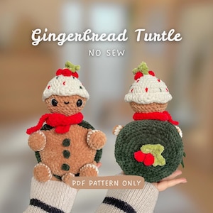 Gingerbread Tortoise | NO SEW | Crochet Patterns | beginner-intermediate | Christmas turtle jumbo crochet pattern