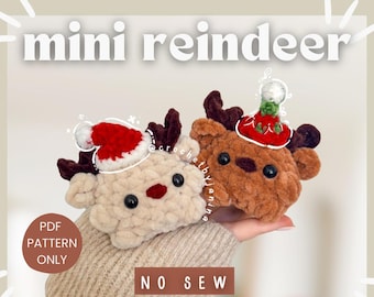Mini Reno Rudolph | Patrón de ganchillo SIN COSER | rápido y fácil 20 minutos | amigable para principiantes | invierno Navidad bricolaje | preparación de mercado
