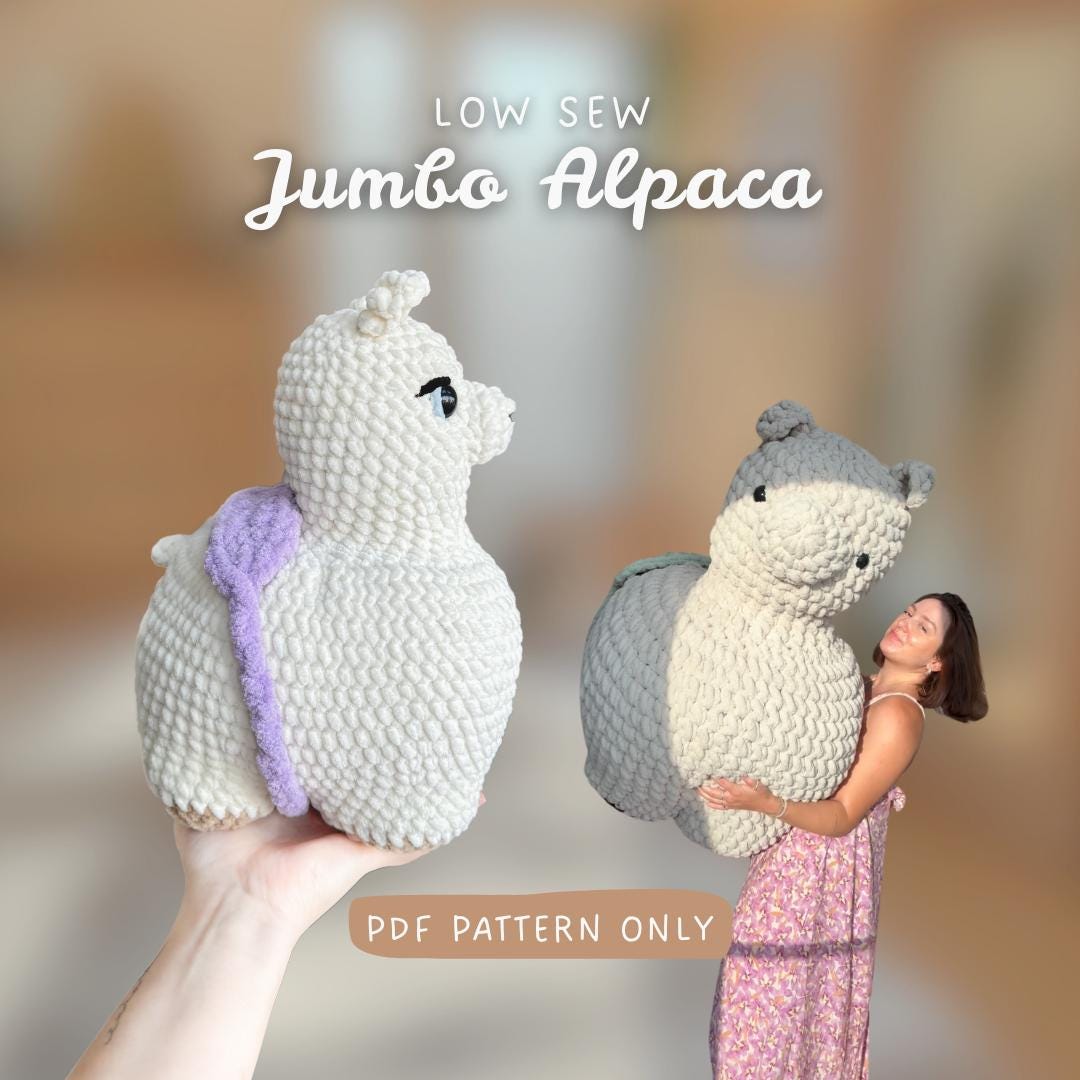 Jumbo Alpaca Llama LOW SEW Crochet Pattern quick and easy