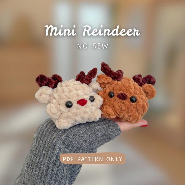 Mini Rudolph Reindeer | NO SEW Crochet Pattern | quick and easy 20 minutes | beginner friendly | winter Christmas diy | market prep
