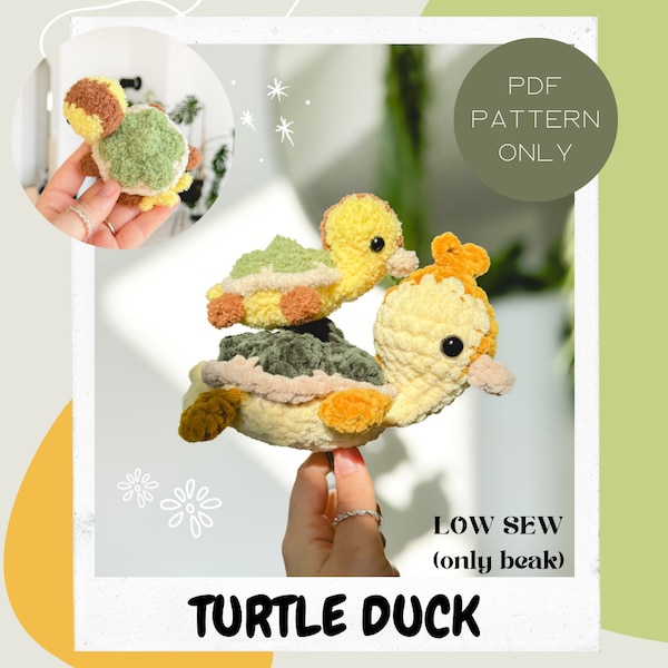 Turtle Duck Häkelmuster LOW SEW (only beak) | Crochet Pattern | schnell und einfach | Plushie Duck Turtle