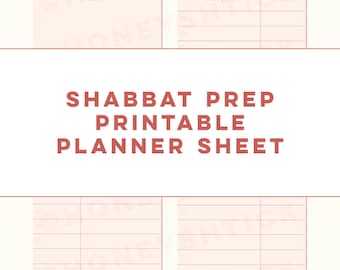 Shabbat Meals Planner Printable, Shabbos Meal Prep, help for the Jewish home, Jewish mother