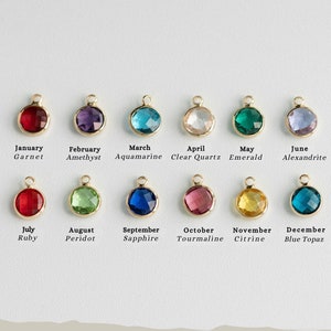 ADD ON 12 Month Birthstone Charm for Necklace, Bracelet and Pendant, Round Cut CZ Charm, Personalized Jewelry