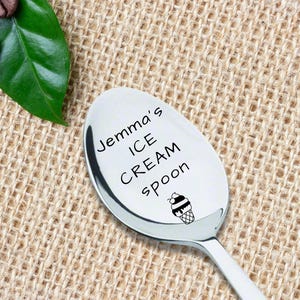 May include: A silver ice cream spoon with the text "Jemma's Ice Cream Spoon" and a small ice cream cone graphic.