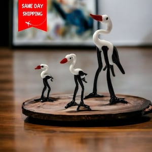 Stork Sculpture, Glass Art Stork, Murano Glass Stork, Home Decoration Stork, Lampwork Stork, Handmade Glass Stork, Home Gift Stork, Souvenir