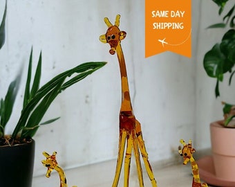 Conjunto de escultura de jirafa de vidrio, jirafa para decoración del hogar, conjunto de jirafa de vidrio de Murano, jirafa de vidrio hecha a mano, jirafa de vidrio de lámpara, vidrio de arte