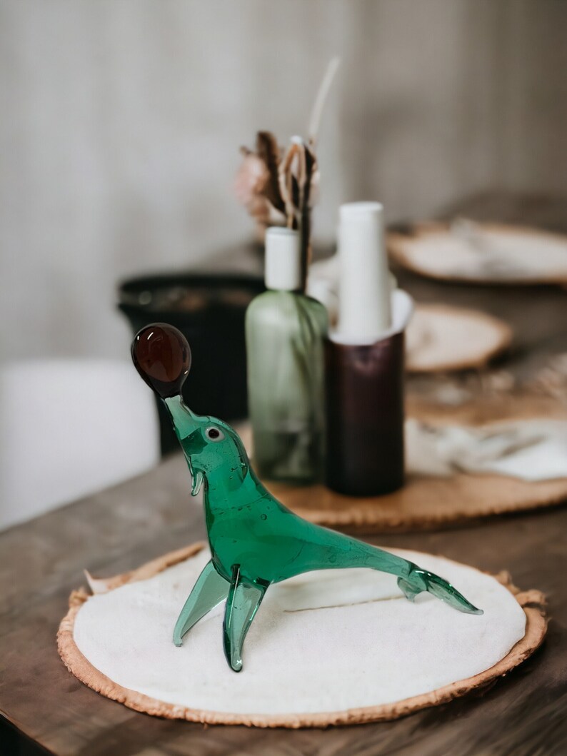 Glass Art Seal, Murano Glass Seal, Lampwork Glass Seal, Tabletop Home Decoration, Glass Art Seal