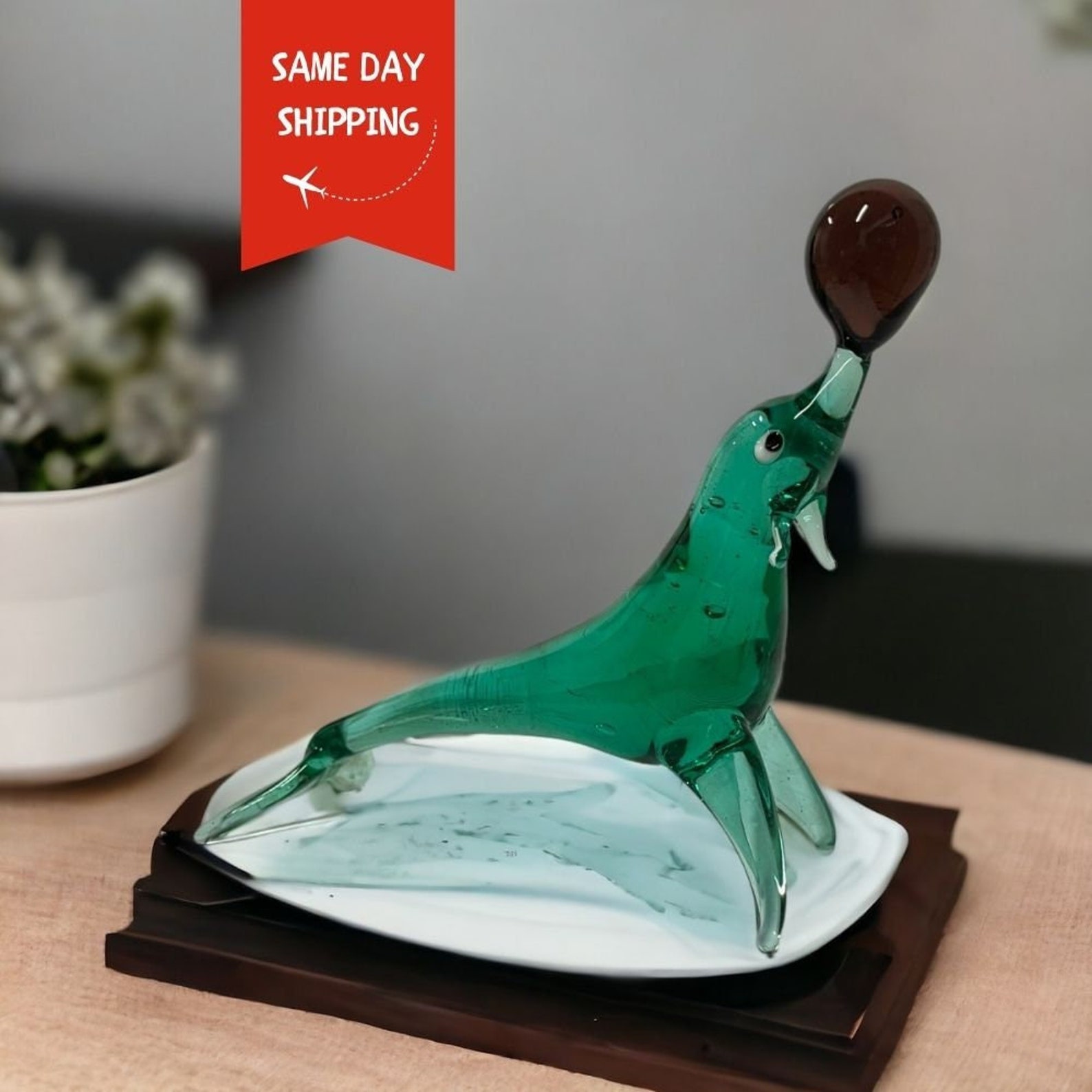 Glass Art Seal, Murano Glass Seal, Lampwork Glass Seal, Tabletop Home