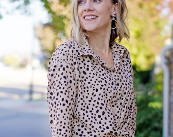 Juneau Shirt PDF Sewing Pattern, US sizes 0 - 32, Dolman Style Button-Up Shirt Pattern