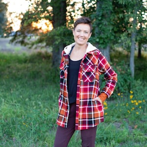 Tahoe Shacket PDF Sewing Pattern, US sizes 0 - 32, Long Sleeve Shacket Pattern, Hood, Collar