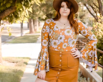 Lafayette Bodysuit PDF Sewing Pattern, US sizes 0 - 32, Knit Bodysuit Pattern, Long Sleeve Bodysuit, Puff Sleeve