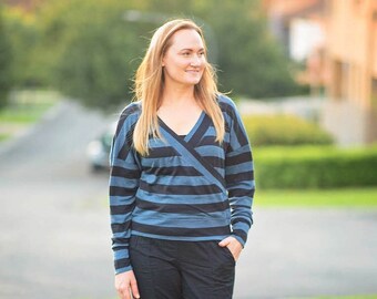 Patrón de costura en PDF para blusa Belmont, tallas 0 a 32 (EE. UU.), patrón de blusa fácil, patrón de blusa Dolman tejida