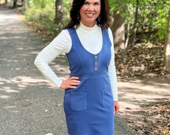 Aston Pinafore PDF Sewing Pattern, US sizes 0 - 32, Easy Sewing Pattern, Pinafore Pattern