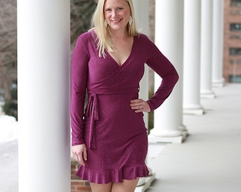 Cologne Dress PDF Sewing Pattern, US sizes 0 - 32, Knit Dress Pattern, Short Sleeve, Long Sleeve Dress