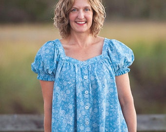 Kirby Dress and Top PDF Sewing Pattern, US sizes 0 - 32, Puff Sleeve, Bishop Sleeve Dress