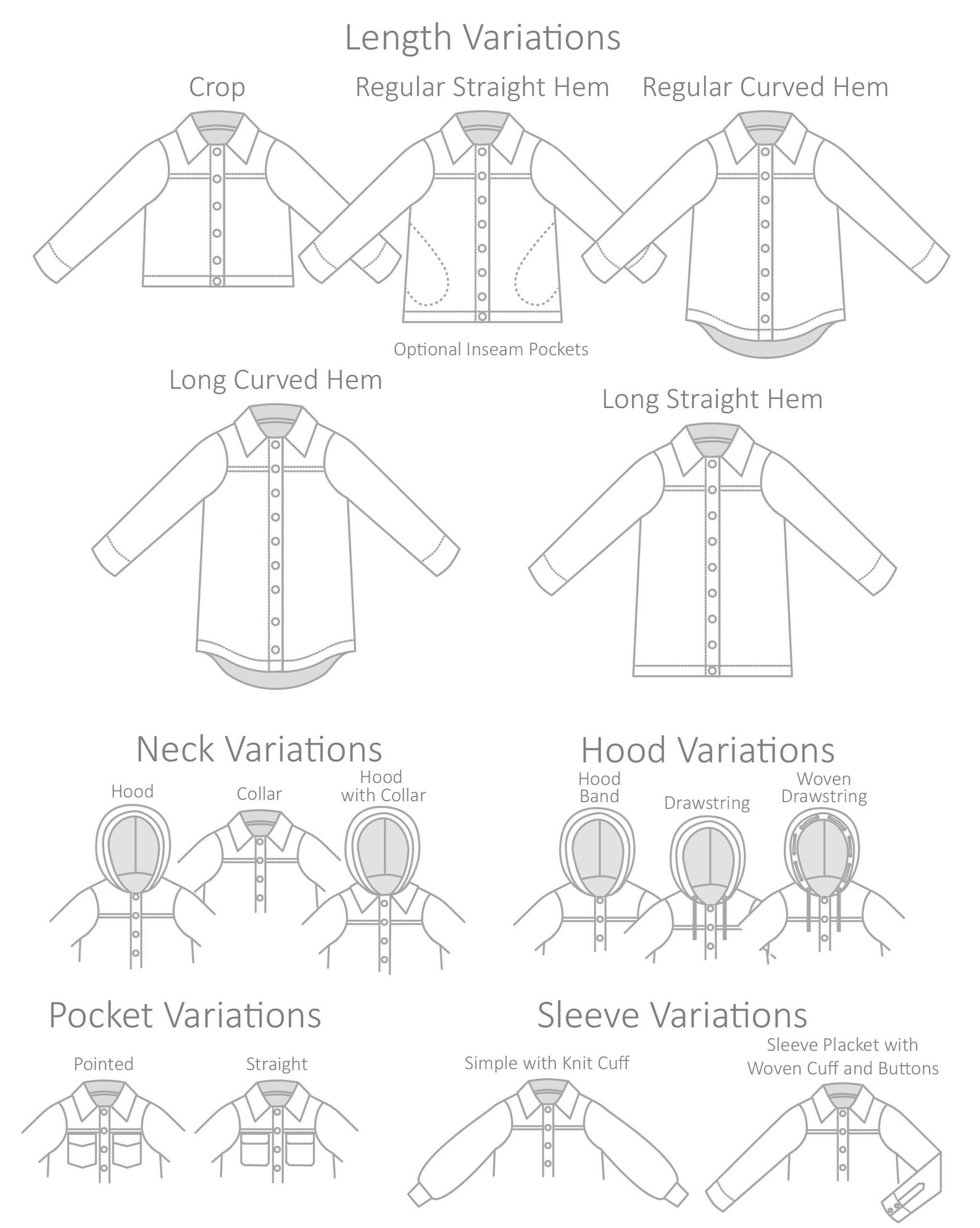 Tahoe Shacket PDF Sewing Pattern, US Sizes 0 - 32, Long Sleeve Shacket ...